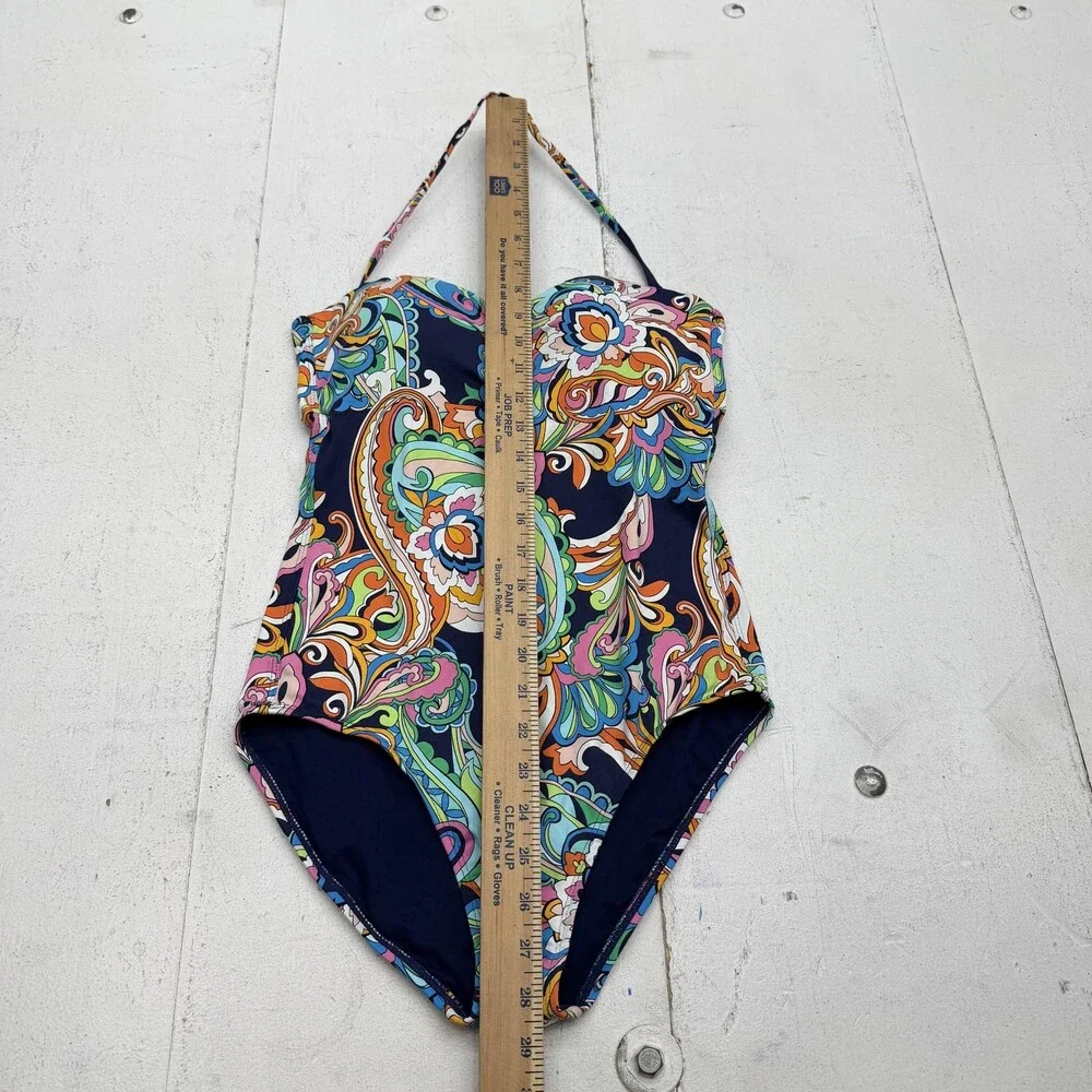 Tommy Bahama Swimsuit Womens 6 Multicolor Paisley One Piece Halter Lined Stretch